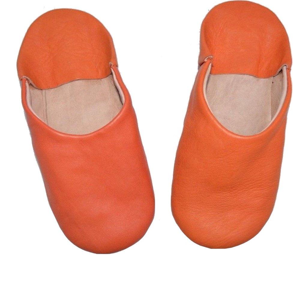 Orange Moroccan Leather Slipper Handmade Babouche - LuxoraCraft