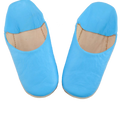 Blue Sky Moroccan Leather Slipper Handmade Babouche - LuxoraCraft
