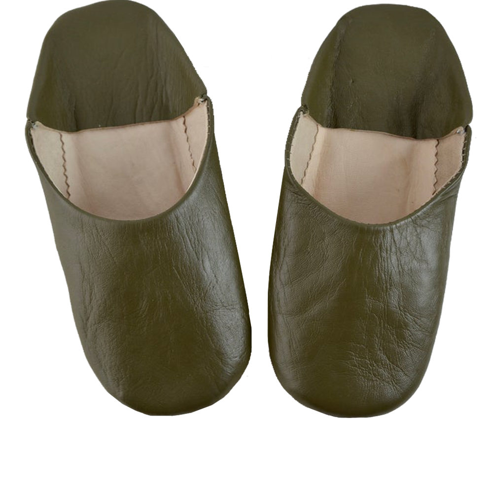 Dark Green Moroccan Leather Slipper Handmade Babouche - LuxoraCraft