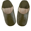Dark Green Moroccan Leather Slipper Handmade Babouche - LuxoraCraft