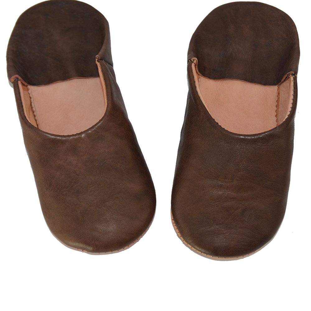 Brown Moroccan Leather Slipper Handmade Babouche - LuxoraCraft