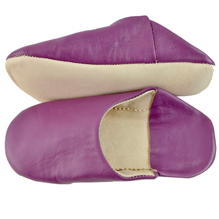 Moroccan Leather Slipper Purple Color - marrakechcraft