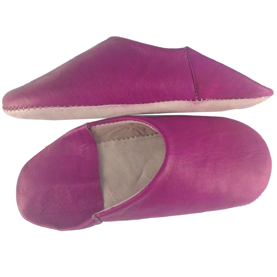 Moroccan Leather Slipper Fushia Color - marrakechcraft