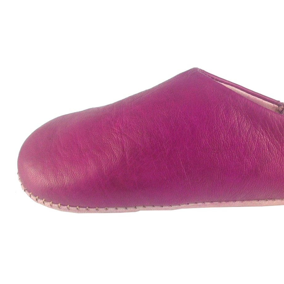 Moroccan Leather Slipper Fushia Color - marrakechcraft