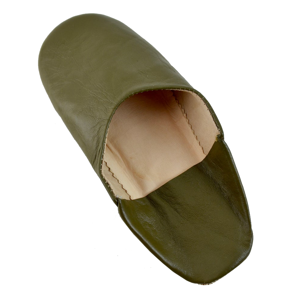 Moroccan Leather Slipper Dark Green Color - marrakechcraft