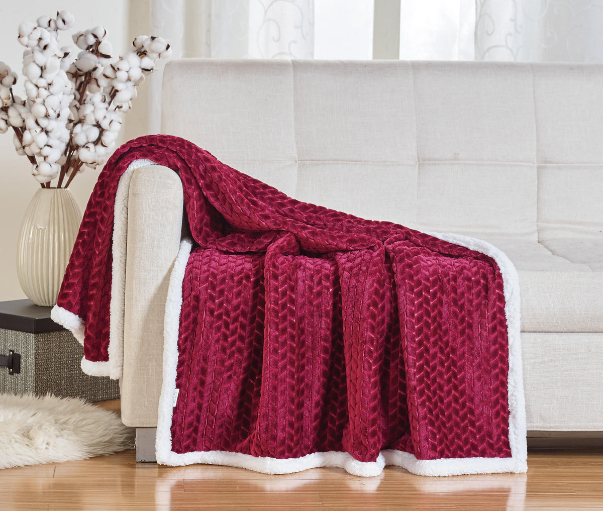 Decor&More Home Essentials Braided Sherpa Blanket Faith-Hope-Love-Home-Decor
