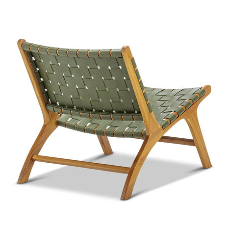 Olive Green-Woven Leather Lounge Chair