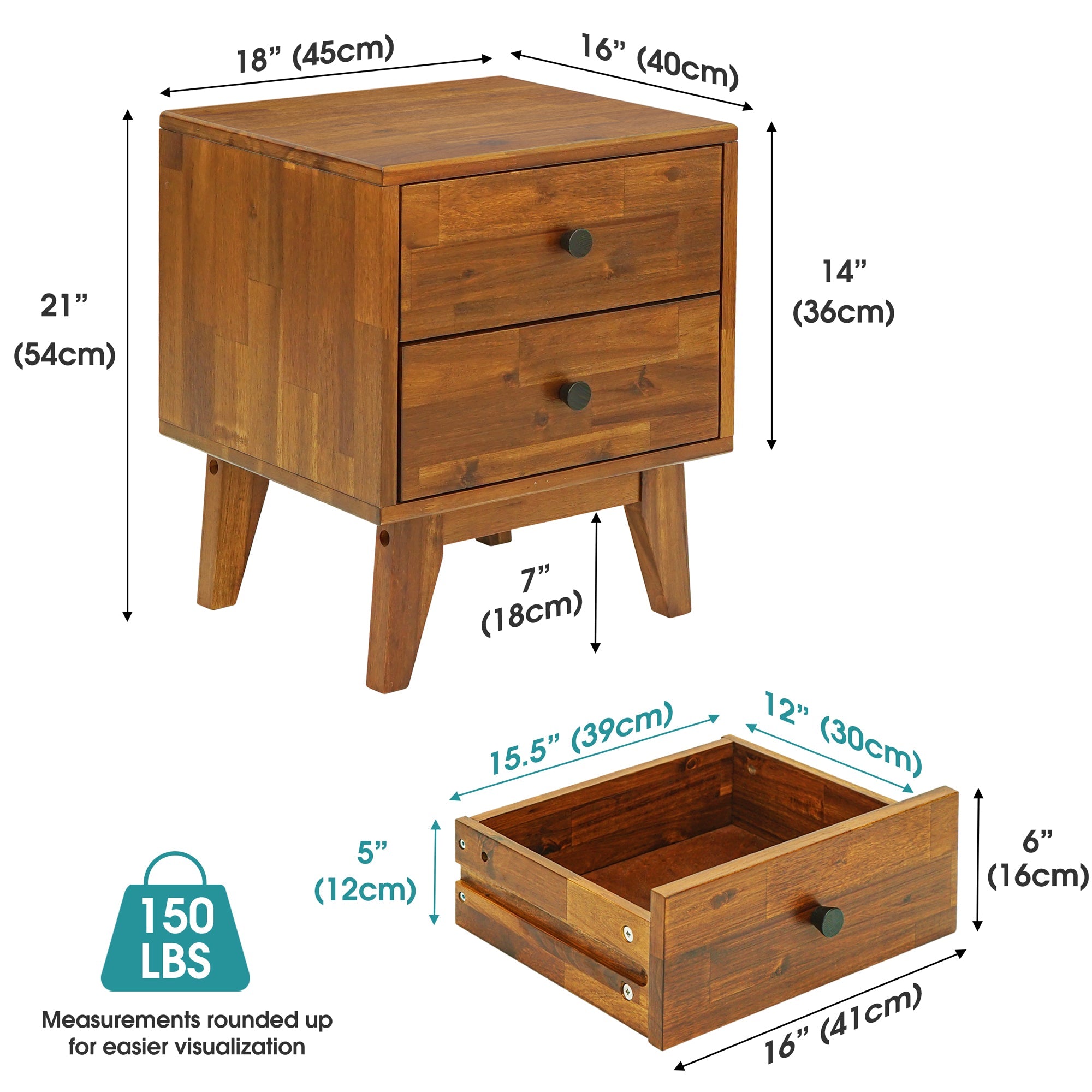 Silvia Solid Wood Nightstand