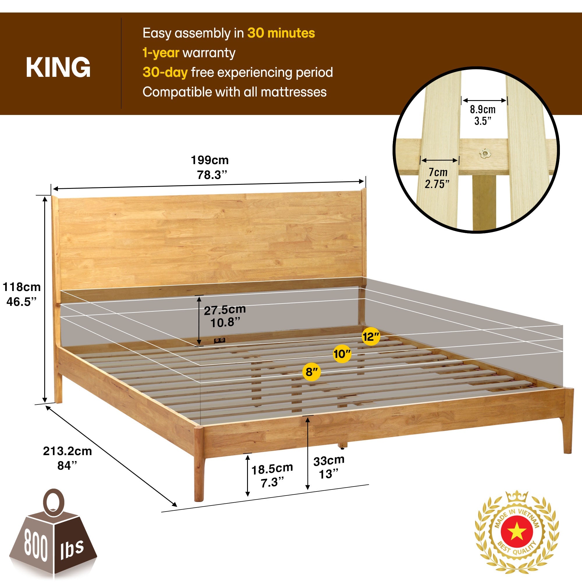 Haven Solid Wood Bed Frame