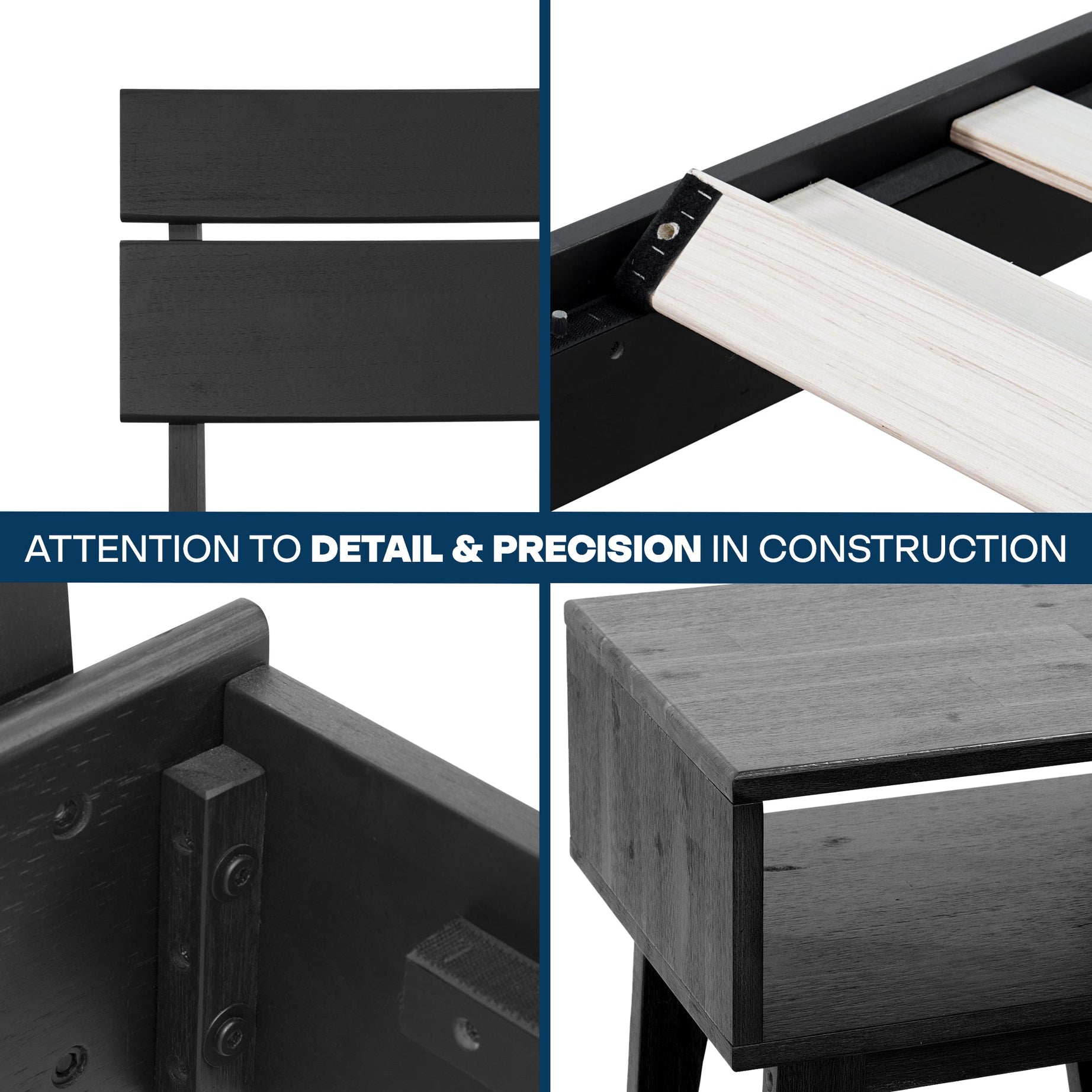 [Buy 1 Get 1] Aurora Solid Wood Bed Frame & Nightstand