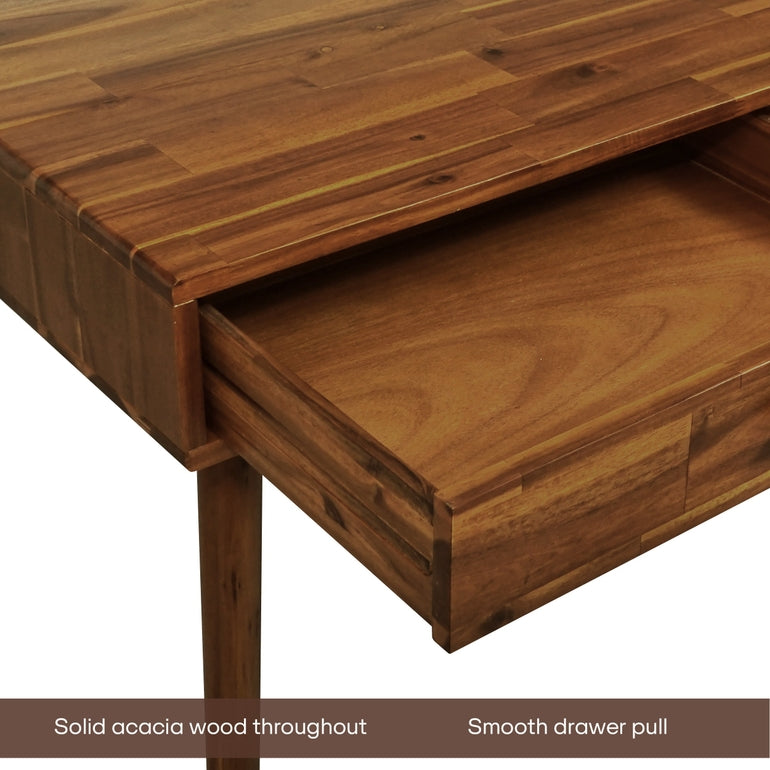 Acacia Lagom 48" Solid Wood Work Desk with Drawers for Functional Home Office Megsu