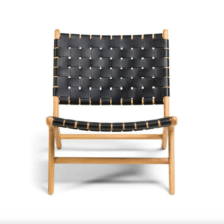 Black-Woven Leather Lounge Chair