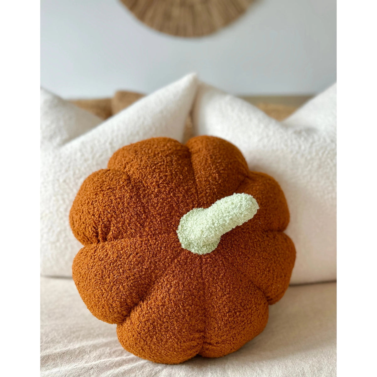 Jumbo Sherpa Orange Pumpkin Pillow Busa Designs
