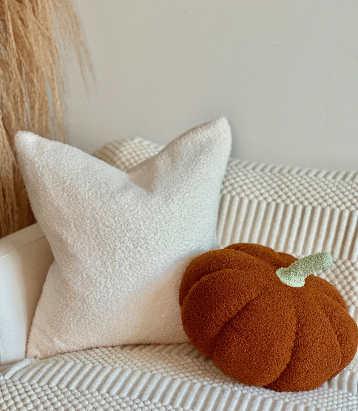 Jumbo Sherpa Orange Pumpkin Pillow Busa Designs