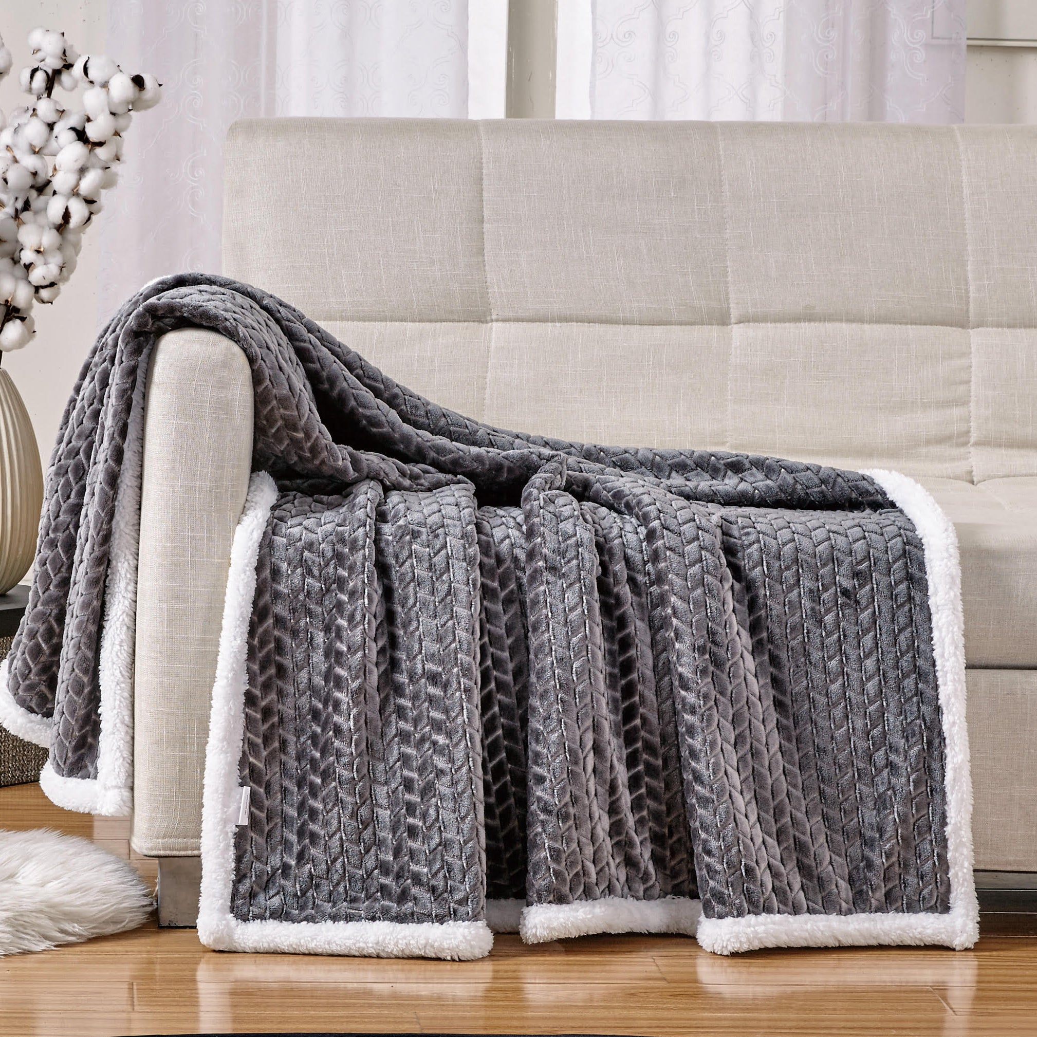 Decor&More Home Essentials Braided Sherpa Blanket