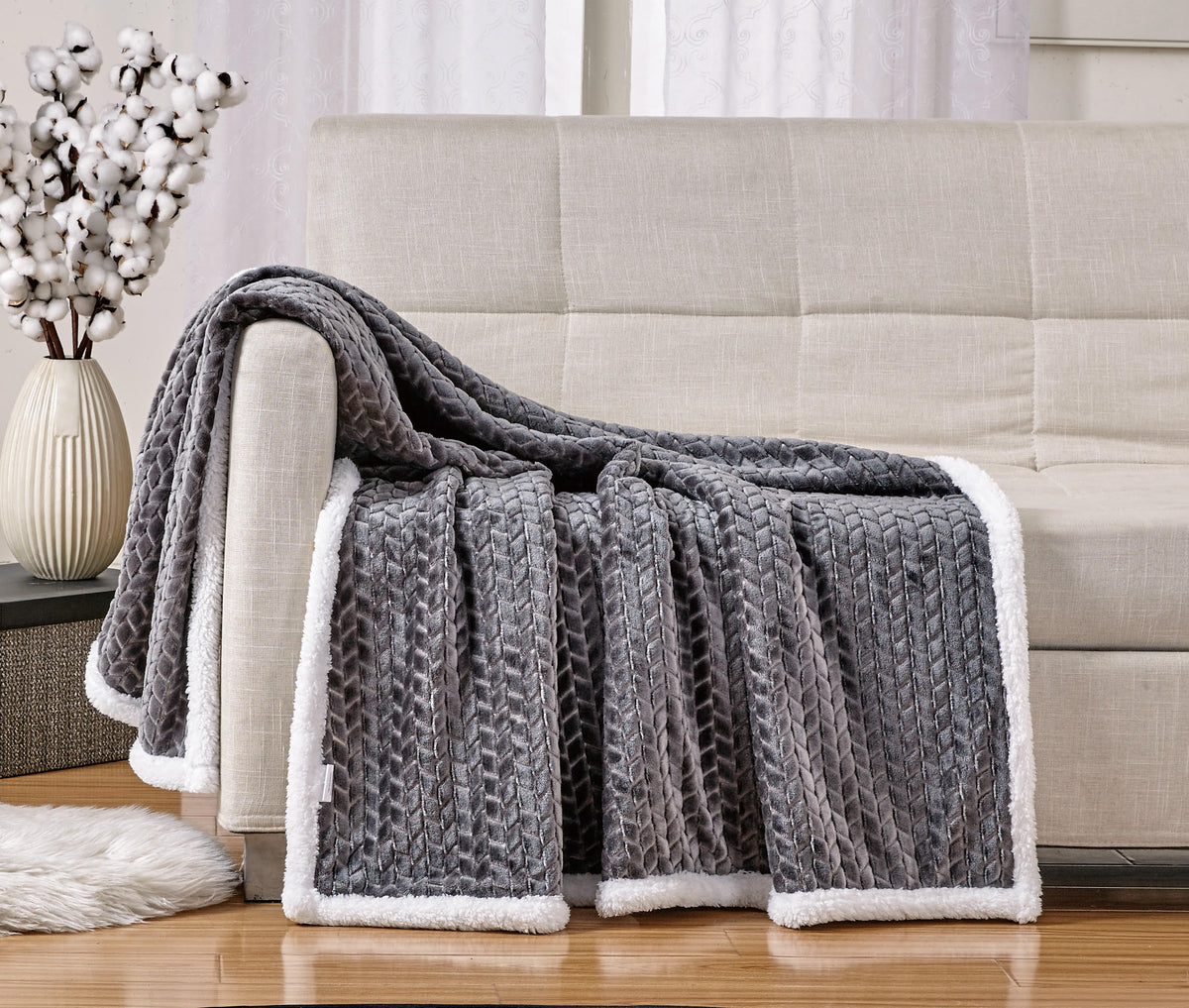 Decor&More Home Essentials Braided Sherpa Blanket Faith-Hope-Love-Home-Decor