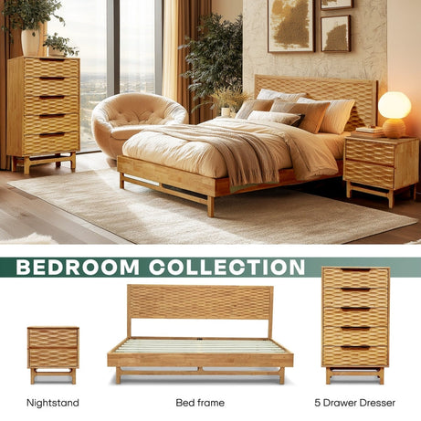 Elara Solid Wood Dresser with 5 Drawers