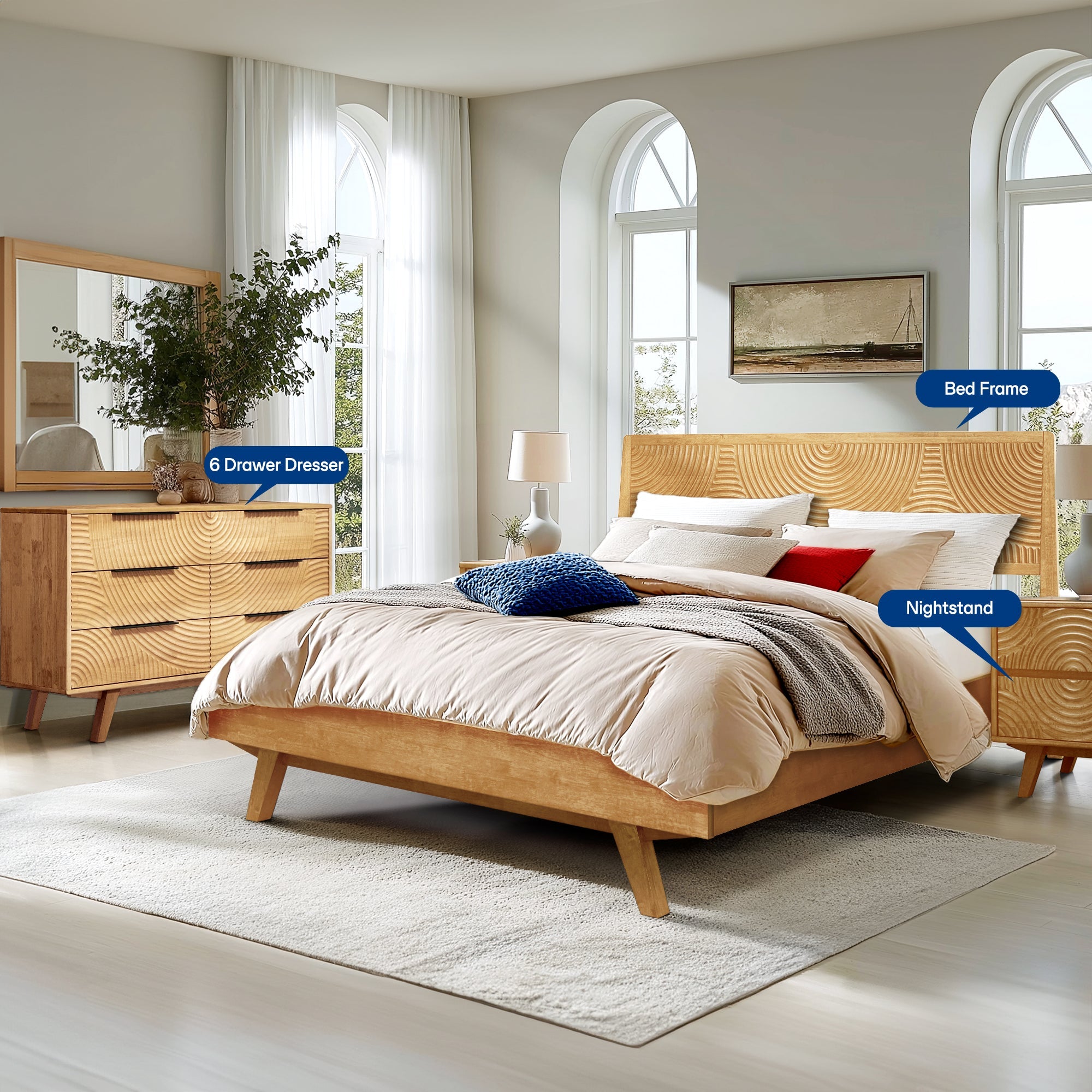 Harmony Solid Wood Dresser with 6 Drawers