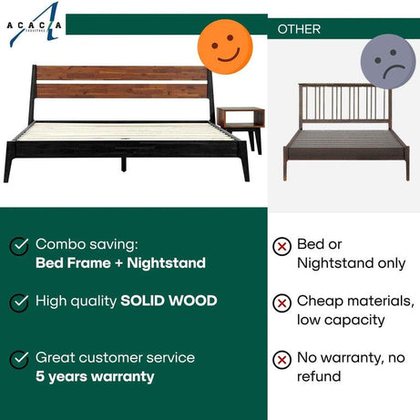 [Buy 1 Get 1] Callisto Solid Wood Bed Frame and Nightstand