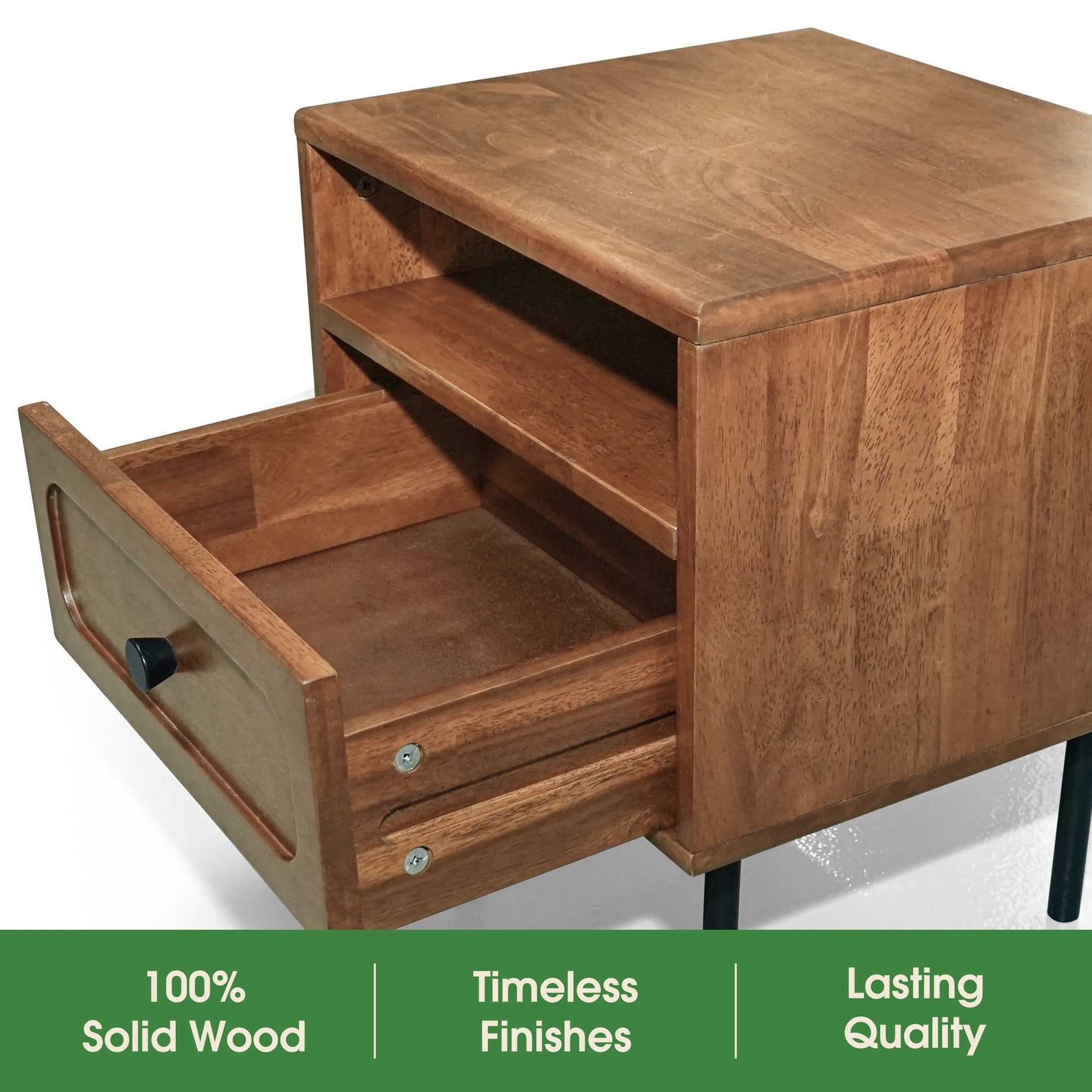 Savana Solid Wood Single-Drawer Nightstand