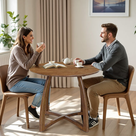 Alma 36 Inches Round Dining Table for 4, Mid-Century Modern Kitchen & Dining Room Tables