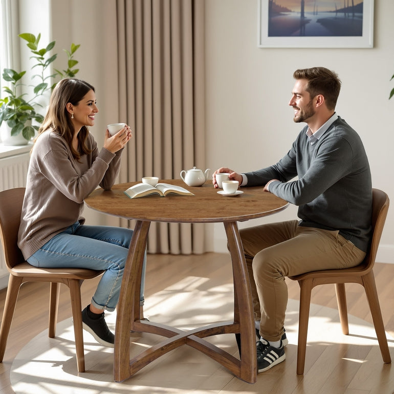 Alma 36 Inches Round Dining Table for 4, Mid-Century Modern Kitchen & Dining Room Tables Megsu