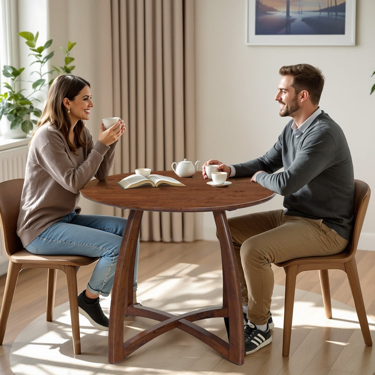Alma 36 Inches Round Dining Table for 4, Mid-Century Modern Kitchen & Dining Room Tables Megsu
