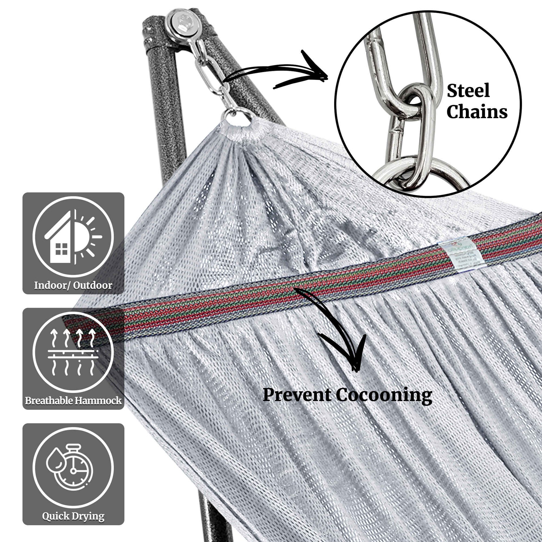 Tranquillo Universal Hammock with Medium Size Stands for Ultimate Relaxation - Ideal Universal Hammock Stands - Medium Size