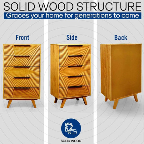 Harmony Solid Wood Dresser with 5 Drawers