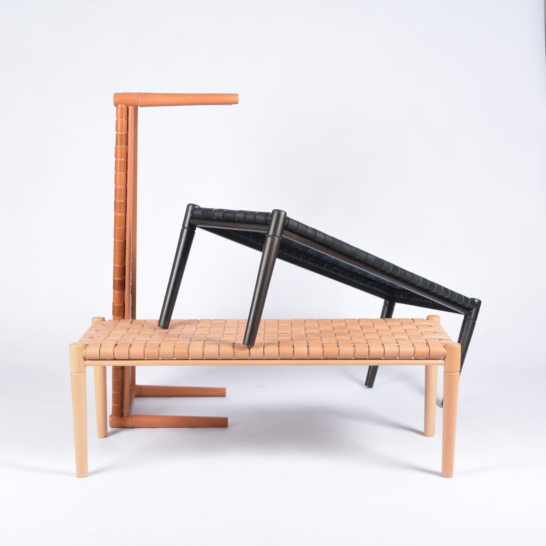 Customizable Helga Woven Leather Bench 