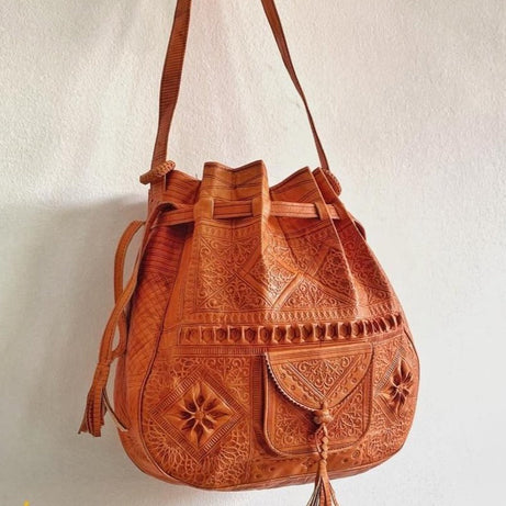 Handmade moroccan Boho Soulder Bag Light Brown - artihandmade