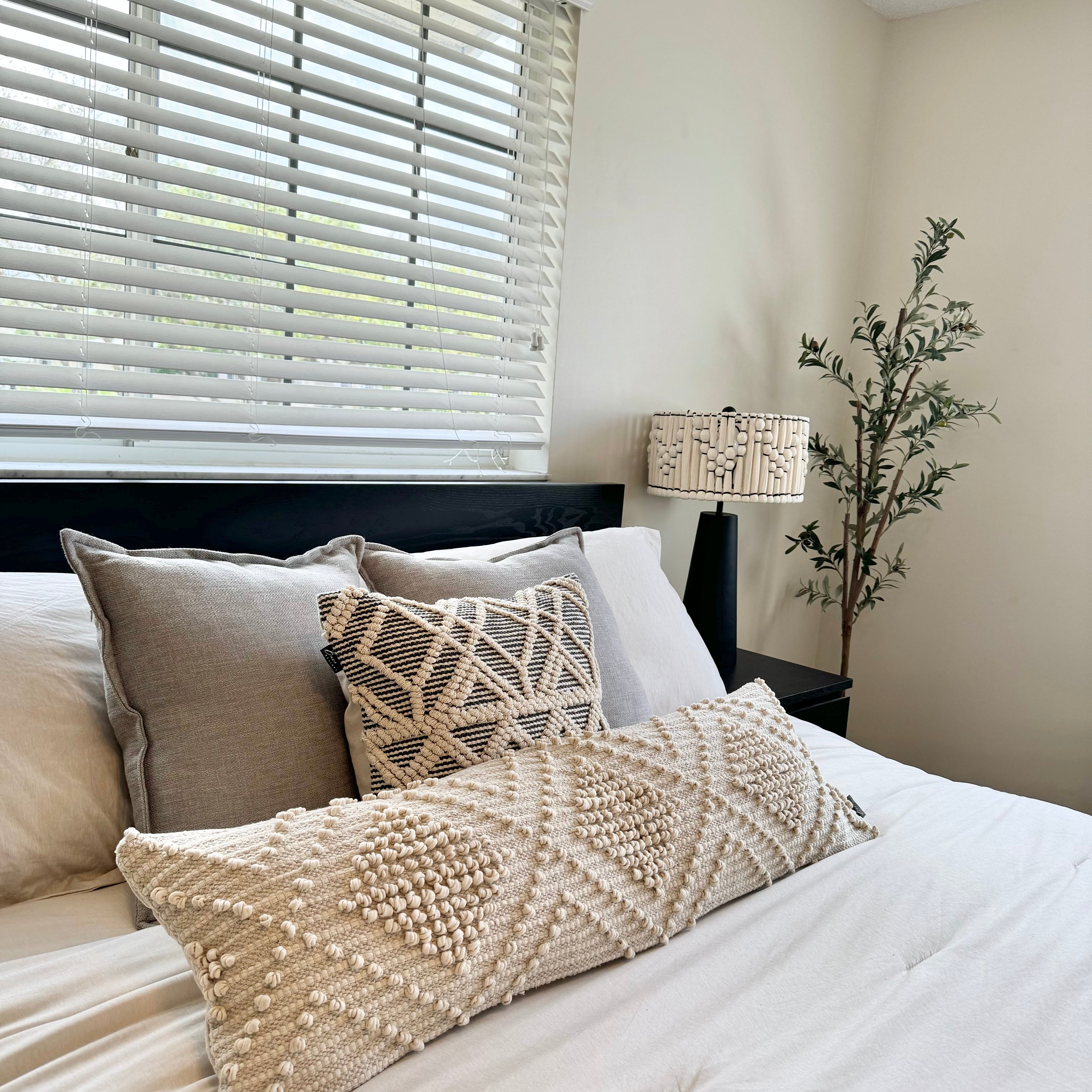 Verona Oversized Lumbar Pillow Cover – Neutral Textured Bed Pillow