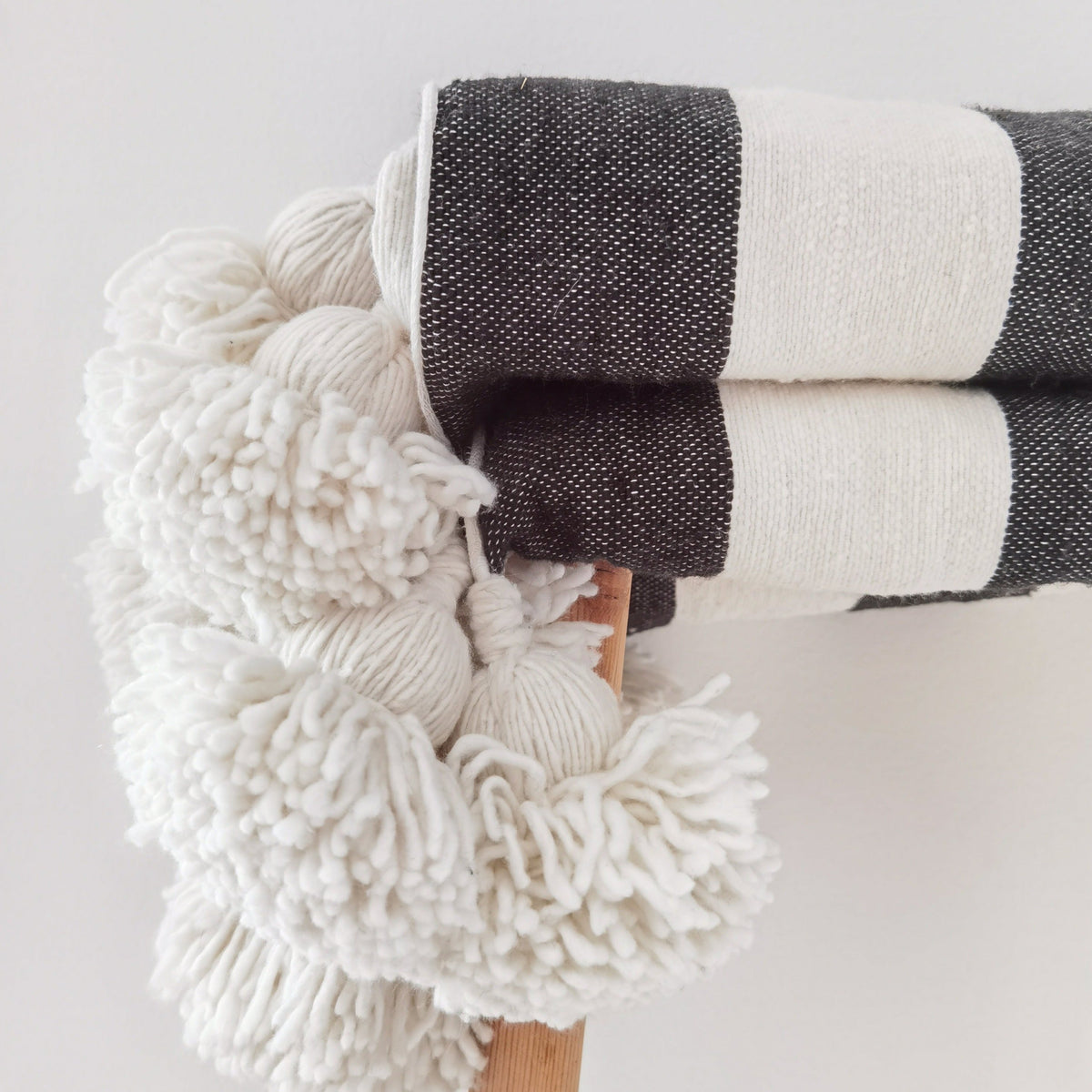 Black White Moroccan Blanket Throw Handwoven Authentic - LuxoraCraft