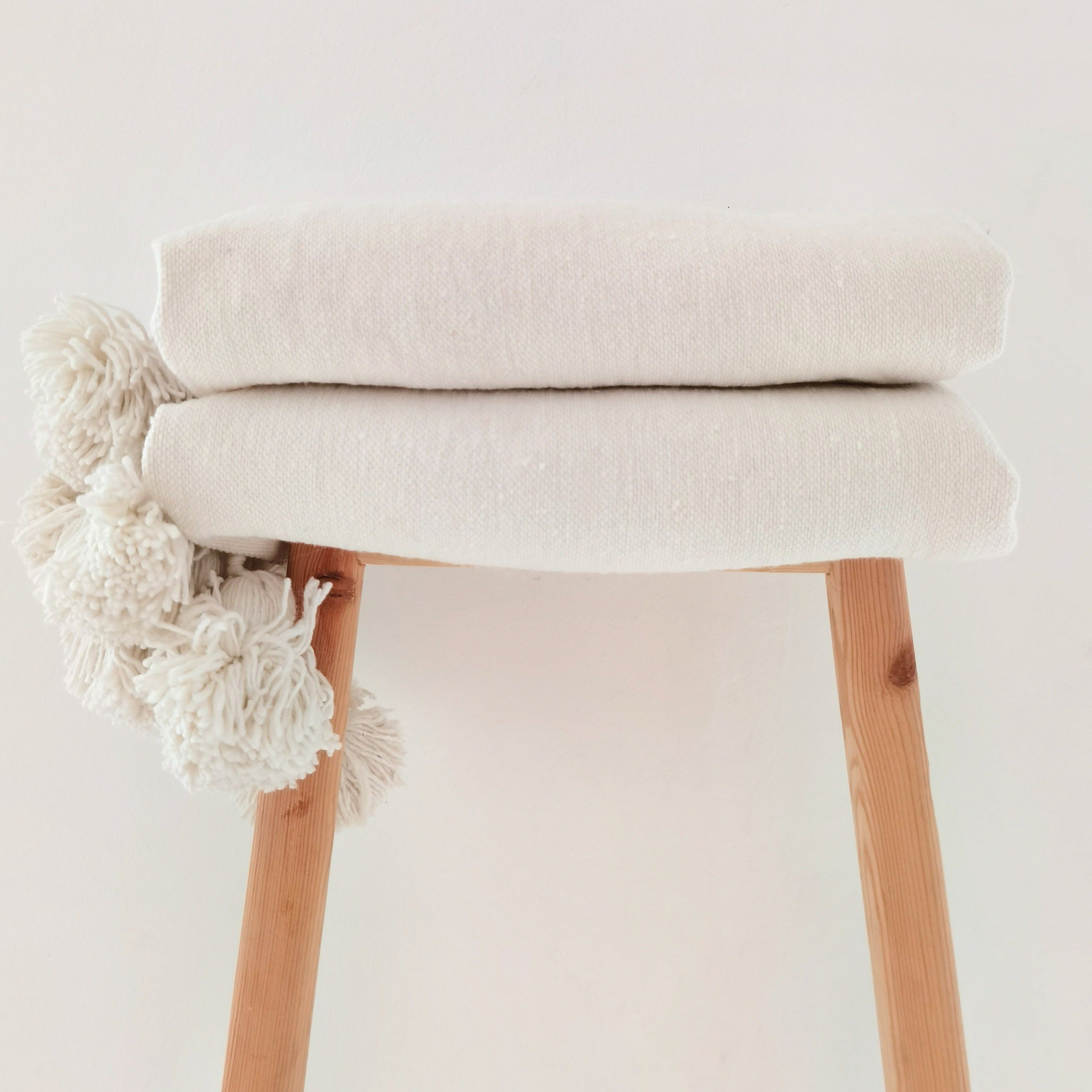 Handmade Moroccan Blanket Throw White - artihandmade