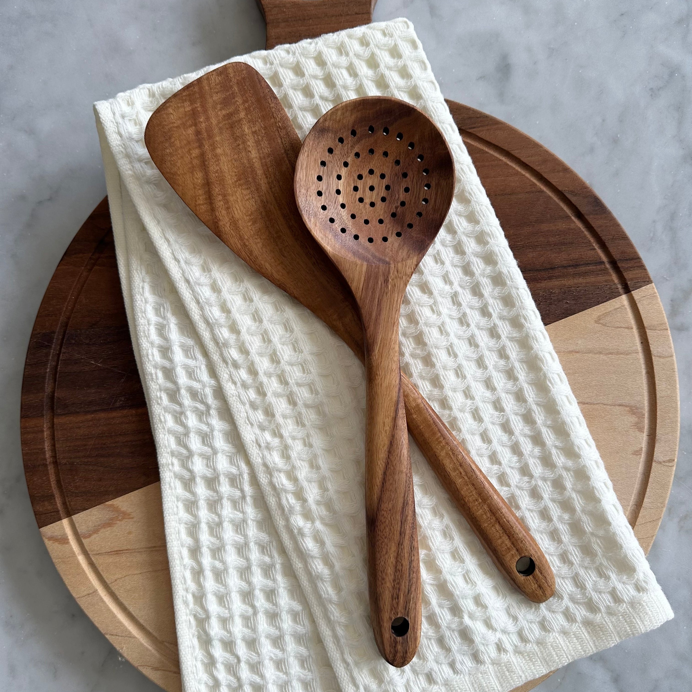 Verona Waffle Kitchen Towels – Soft Neutral Absorbent Dish Towels