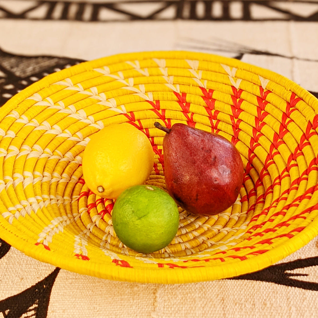 Large Yellow Woven African Basket