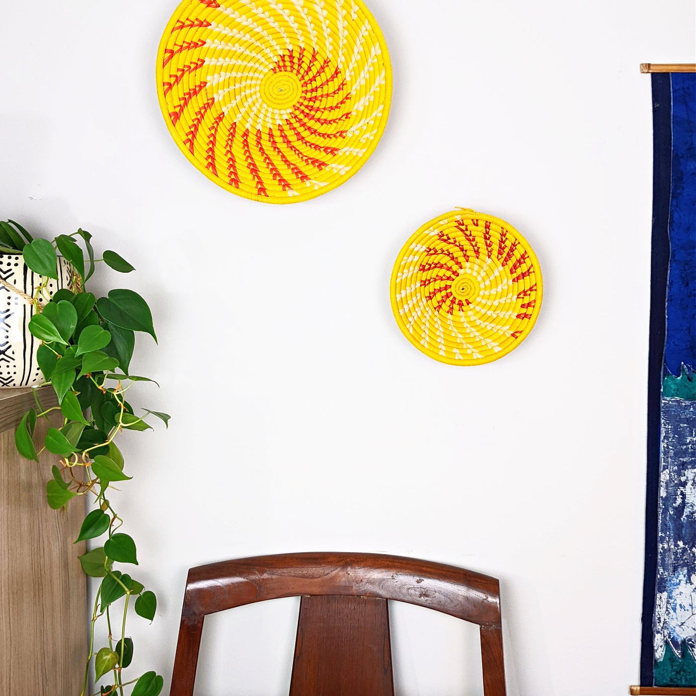 Large Yellow Woven African Basket
