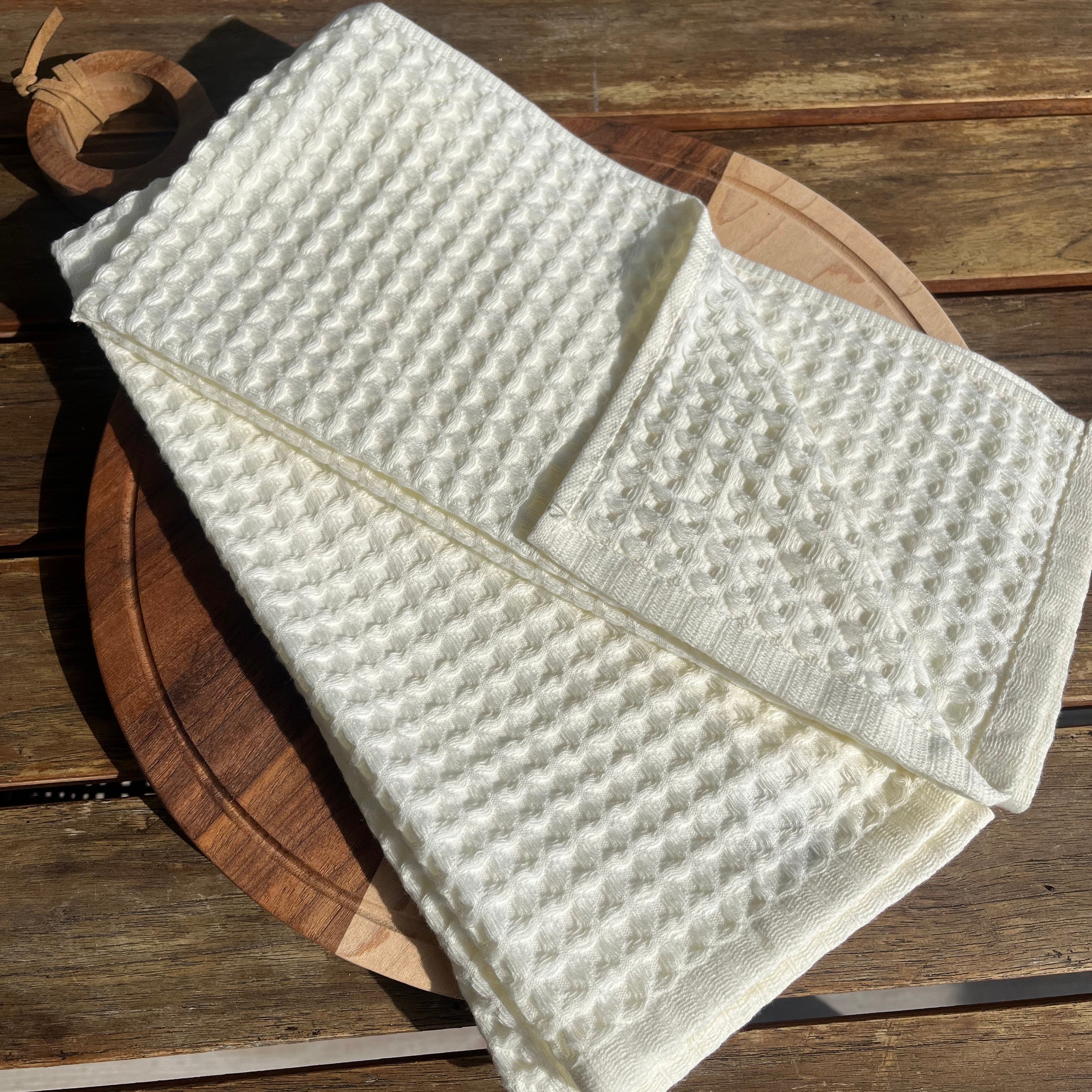 Verona Waffle Kitchen Towels – Soft Neutral Absorbent Dish Towels