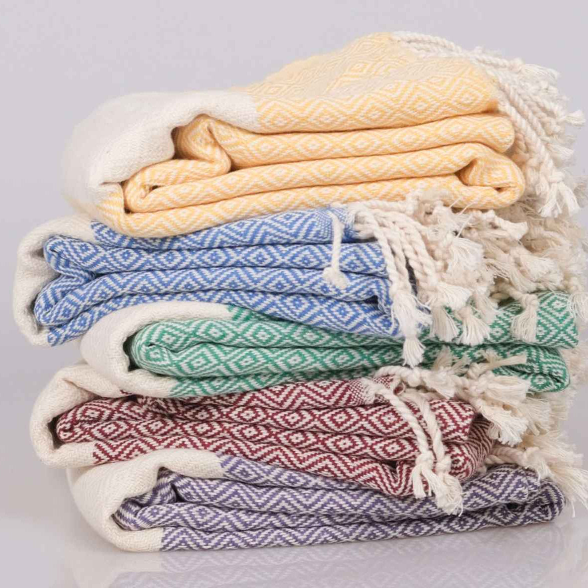 Diamond Peshtemal Turkish Towel Side View Luxury Hammam - LuxoraCraft