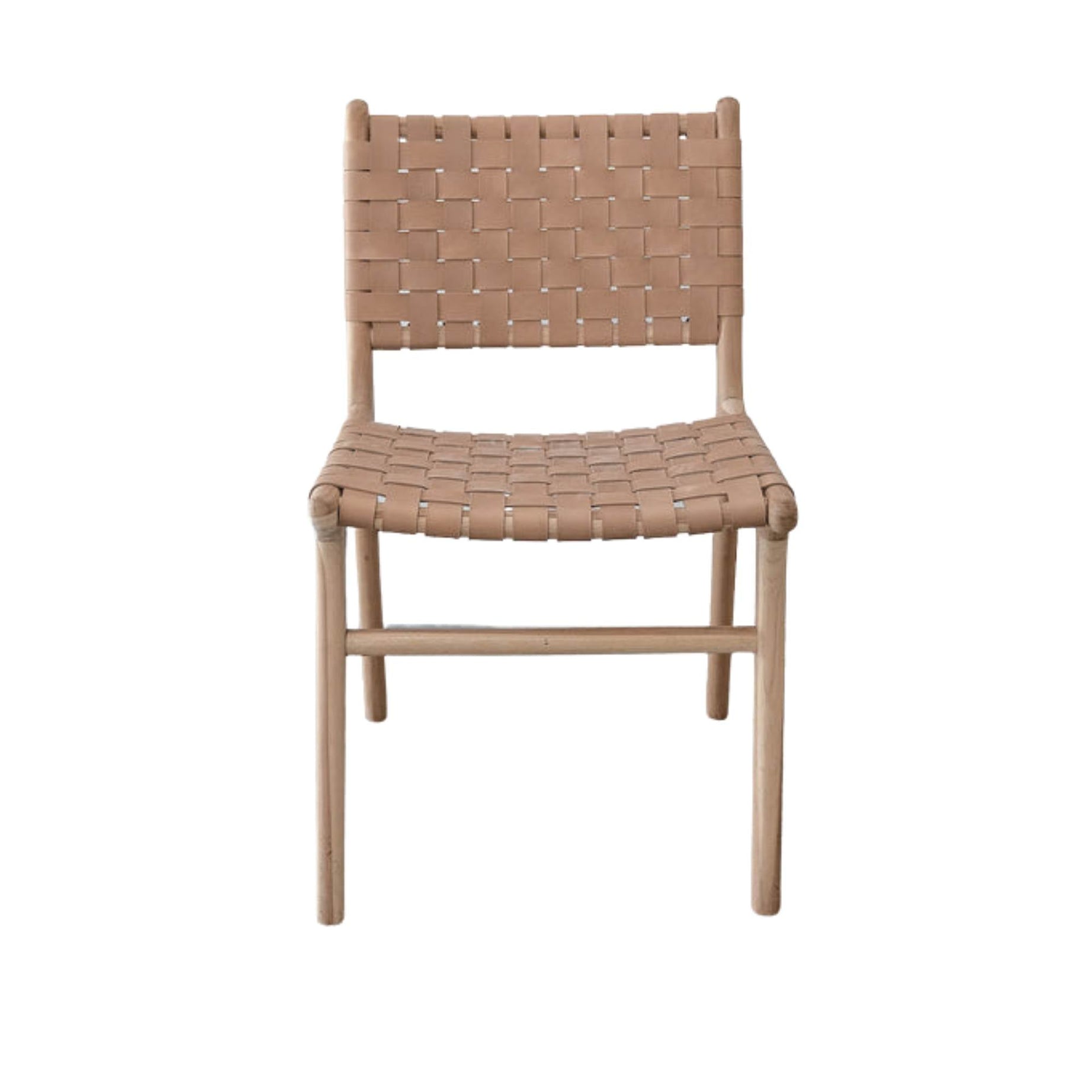Beige woven chair on a white background