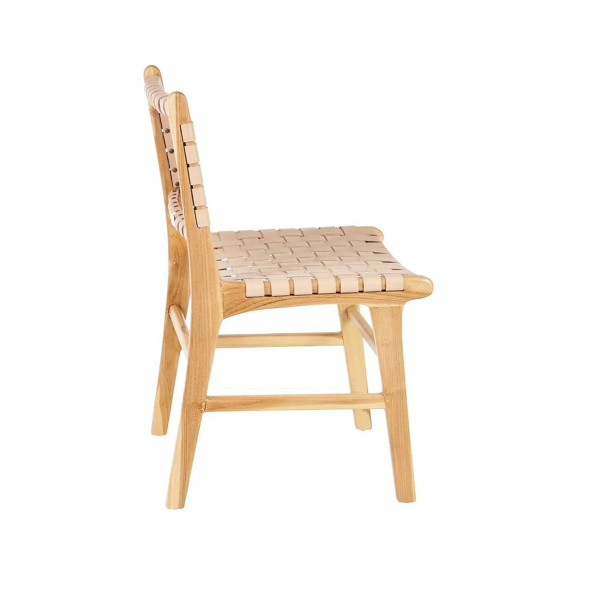 Ljus Leather Dining Chair Beige Seat White Background - LuxoraCraft