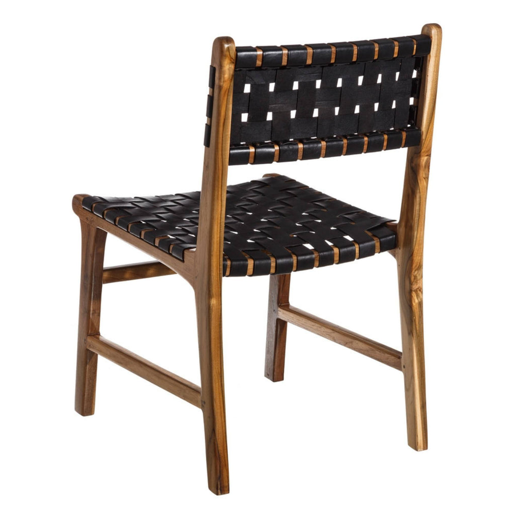 Black Woven Ljus Dining Chair Seat Backrest White Background - LuxoraCraft