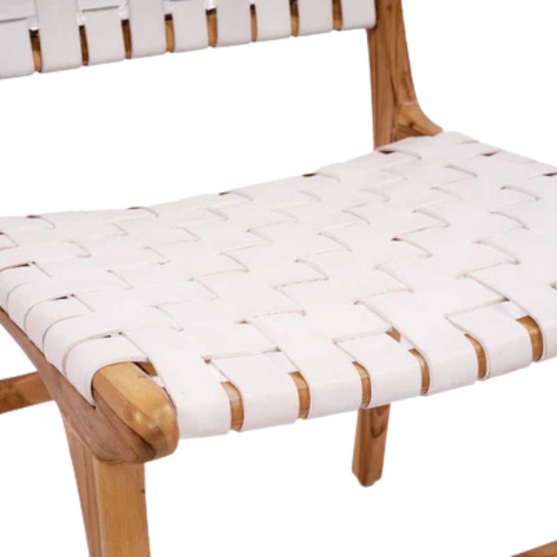 Chair with woven white seat and backrest on a white background