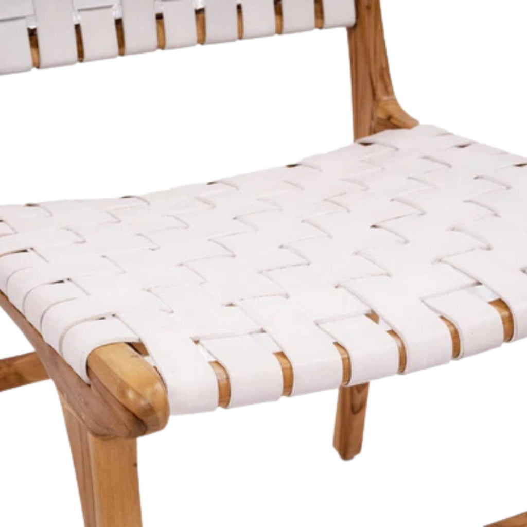 White Woven Ljus Dining Chair Seat Backrest White Background - LuxoraCraft