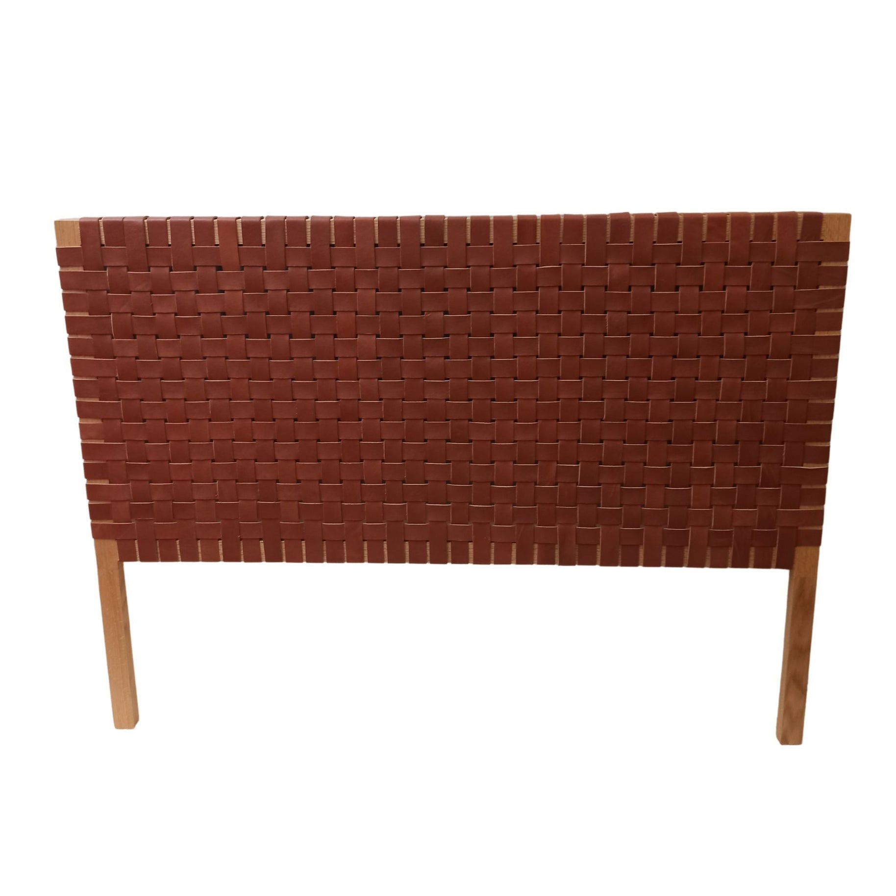 Scandinavian Leather Headboard Solid Wood Frame Natural Tones - LuxoraCraft