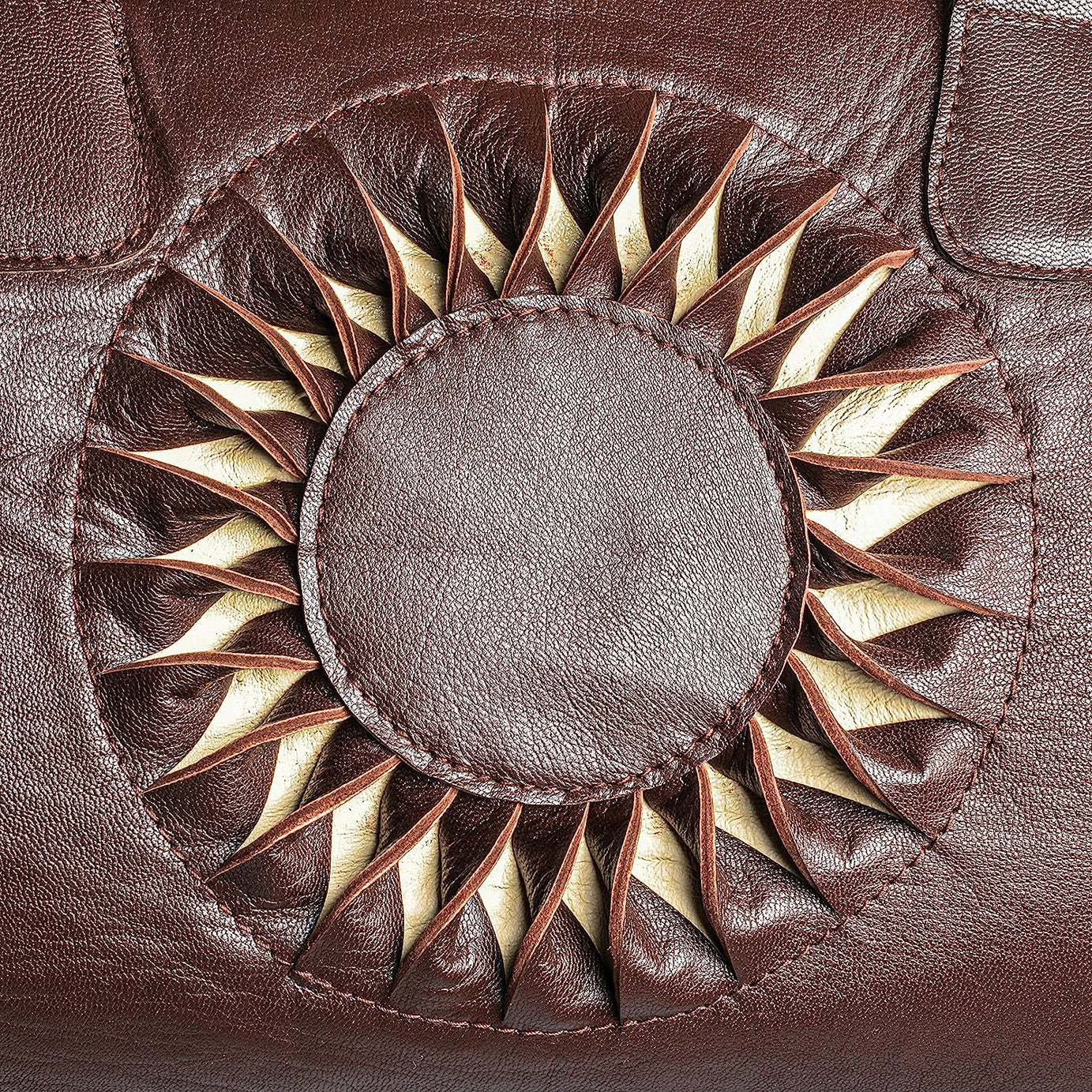 Sun Leather Kilim Travel Bag Dark Brown Front View Morocco - LuxoraCraft