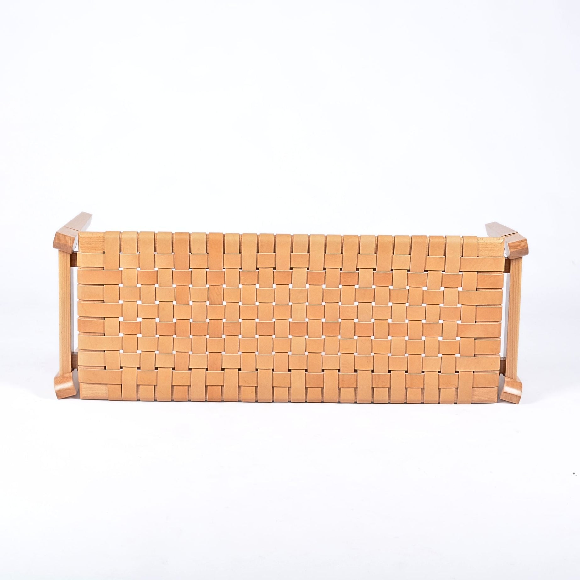 Woven Leather Bench-Beige