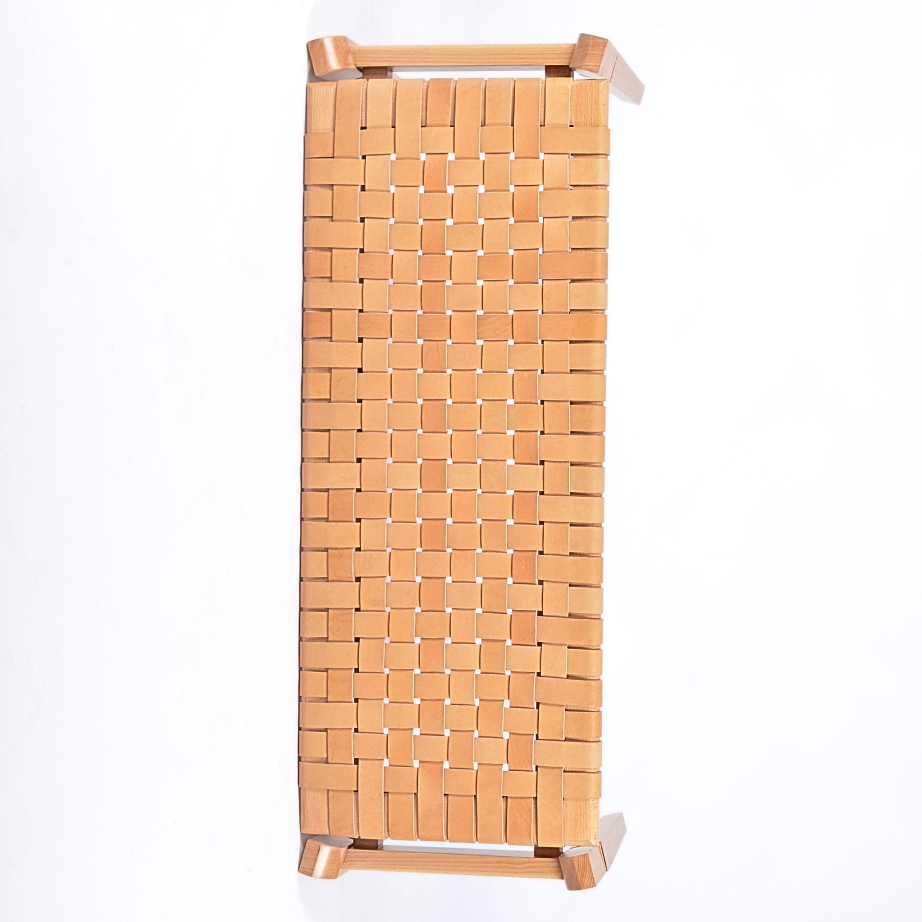 Woven Leather Bench-Beige