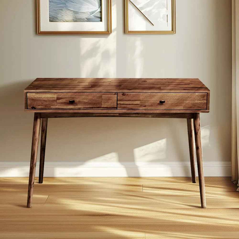 Acacia Lagom 48" Solid Wood Work Desk with Drawers for Functional Home Office