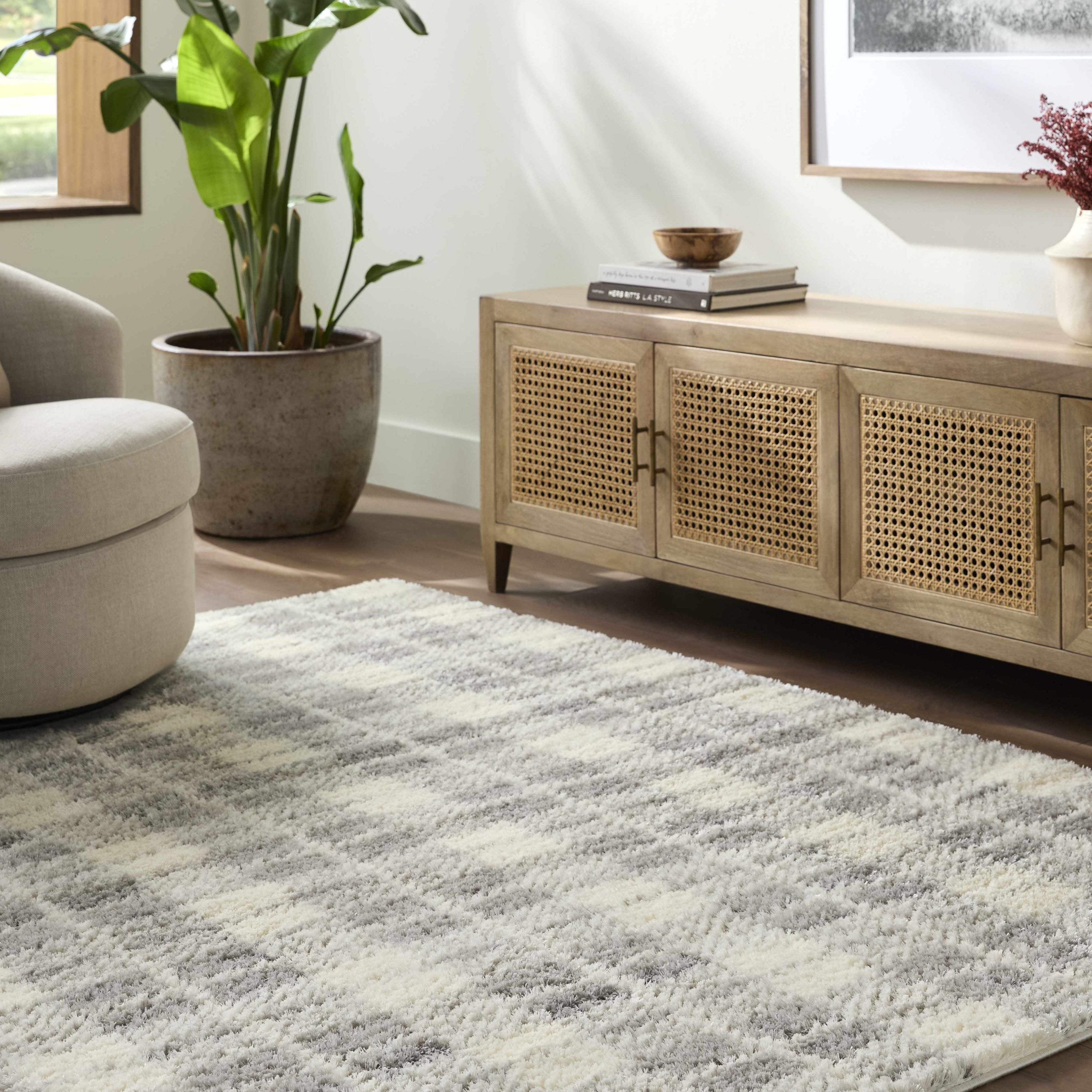 Anfisa Tan Luxe Shag Area Rug